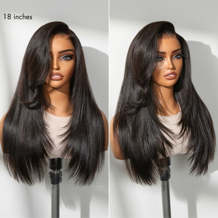 180% Density Human Hair Wig | Glueless HD Lace 7x6 Closure (Pre-Cut) | Butterfly Cut, Light Yaki Straight | Lumma