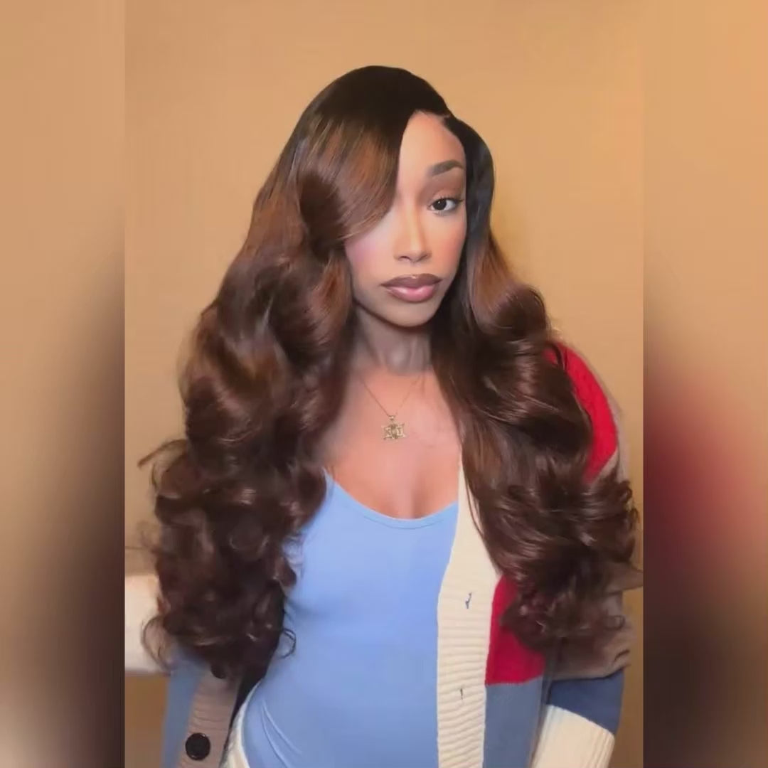 Mocha Brown Ombre Loose Wave Human Hair Wig | 6x5 Lace | Glueless | 250% Density -Lumma Hair