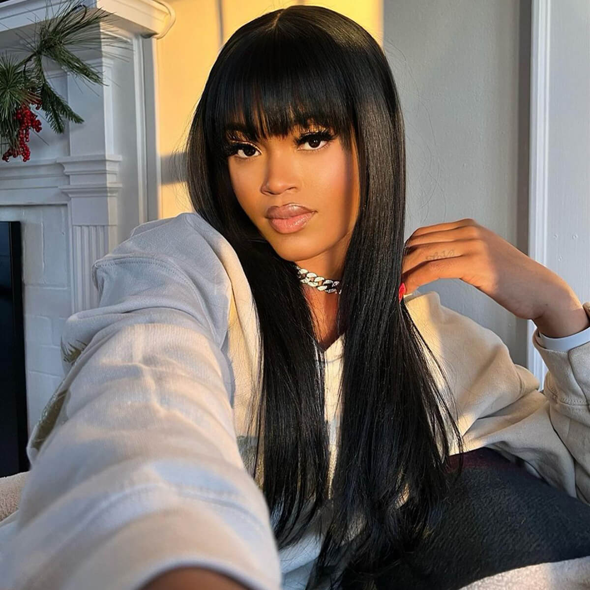 Perücken mit Pony aus Echthaar | 6x5 Spitze | Klebefrei und sofort tragbar | 180 % Dichte – LUMMA